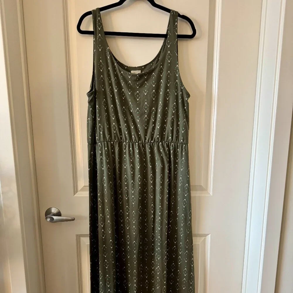 Sonoma Olive Green Boho Maxi Summer Dress XL Sleeveless Casual - Picture 1 of 3